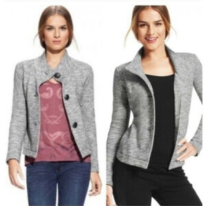 Cabi Women's Hourglass Heathered Cotton Fleece Button Front Jacket Size Large